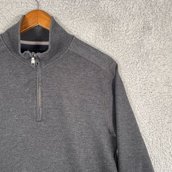 Banana Republic Mens Long Sleeve Waffle Pullover Sweater Size L Zip V Neck - Picture 3 of 11